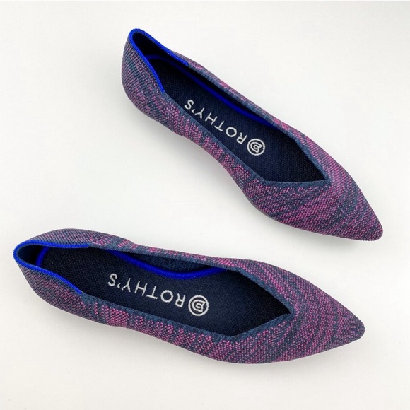 ROTHY’S The Point Magenta Heather Purple Blue Pointed Toe Slip On Flats Sz 9.5 - Picture 15 of 15